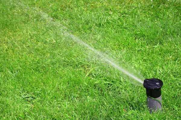 工作草坪洒水 — 图库照片