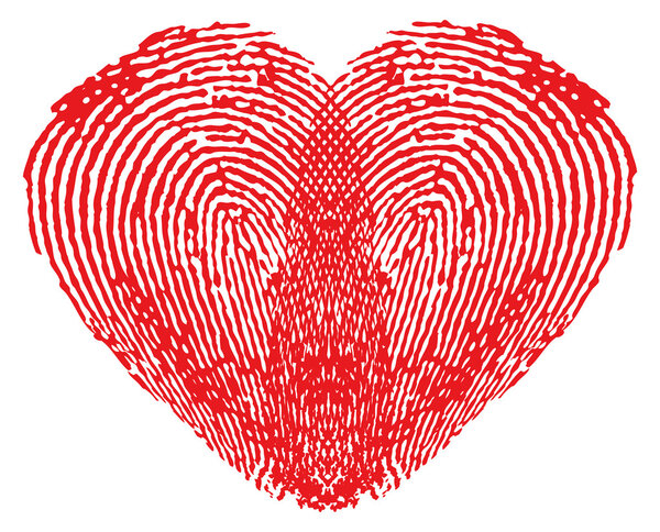 Романтическое сердце из отпечатков пальцев
