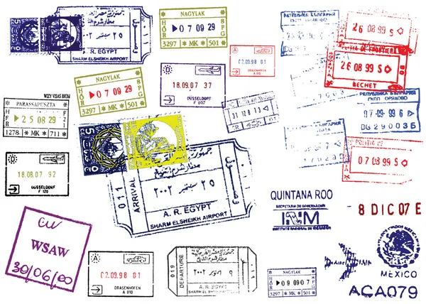 Sellos de pasaporte — Vector de stock
