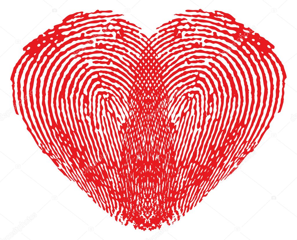 Romantic heart made of fingerprints