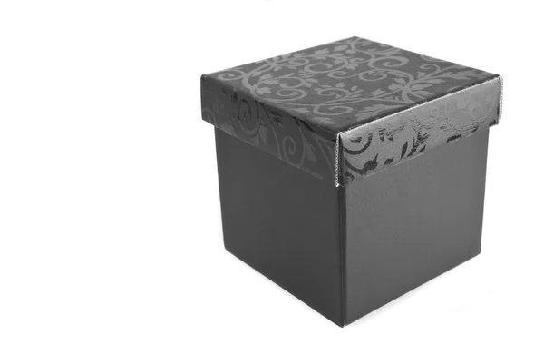 Černá dárková krabička — Stock fotografie