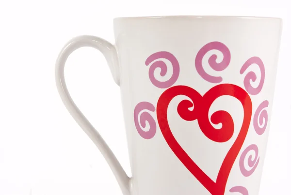 White mug with red heart — Stock Photo, Image