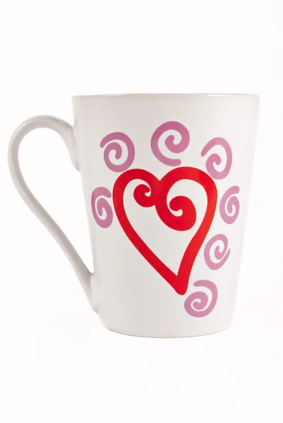 stock image White mug with red heart