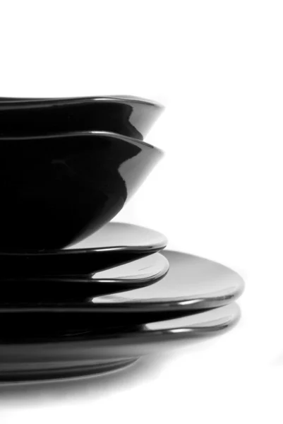Black plates and crockery — Stock Photo, Image