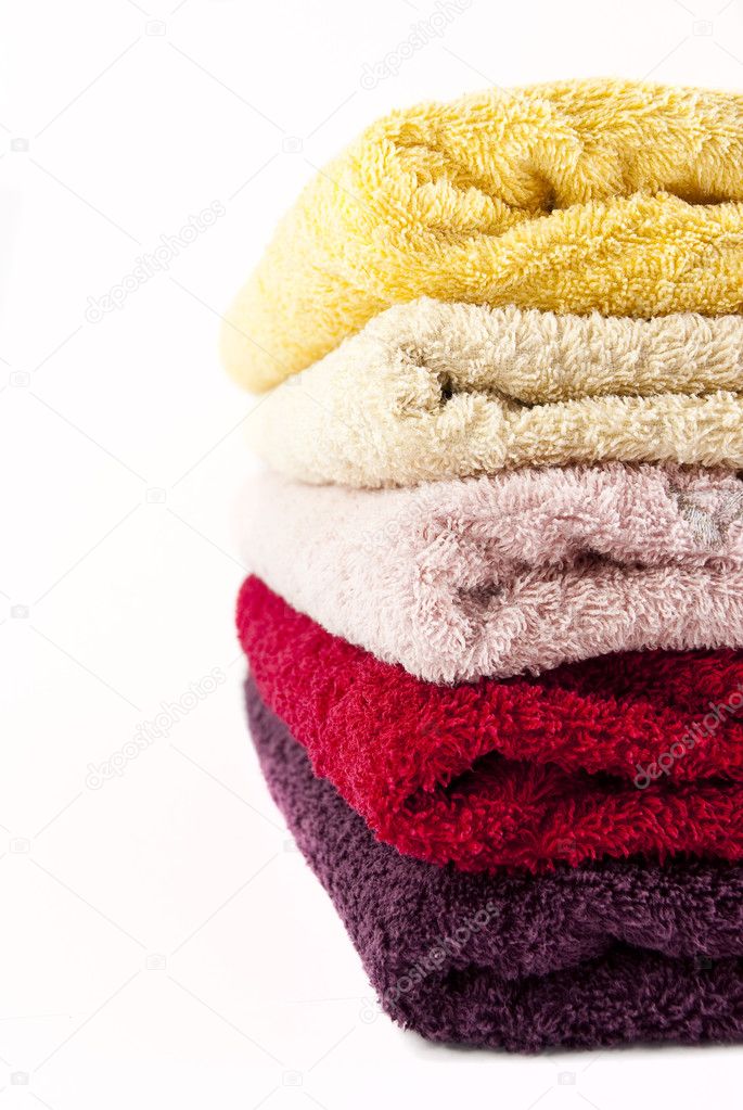 Pink, red, yellow and purple towels