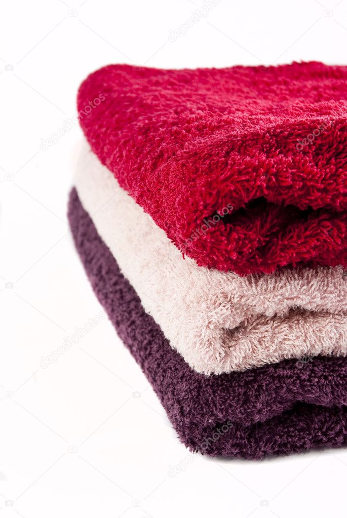 Pink, red and purple towels
