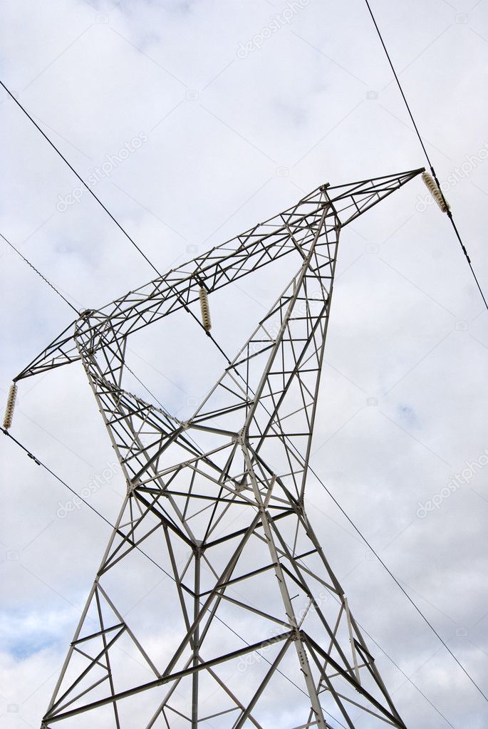 Electricity pylon with clouds