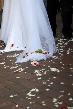 Wedding dress with petals clipart