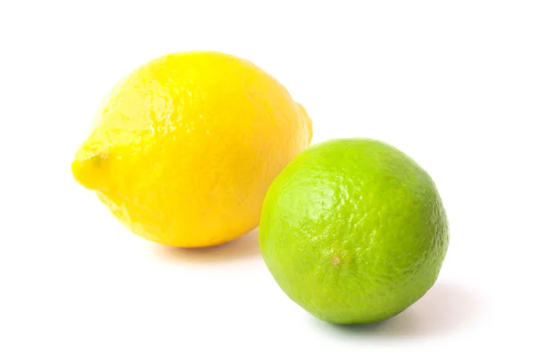 Green lime and lemon isolated — Stock Photo, Image