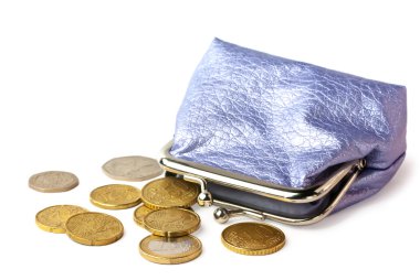 Purse with pocket money isolated clipart