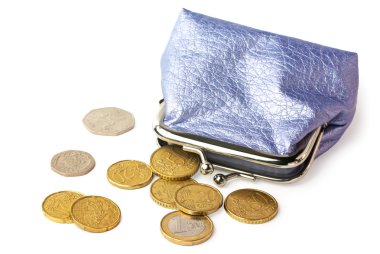 Purse with pocket money isolated clipart