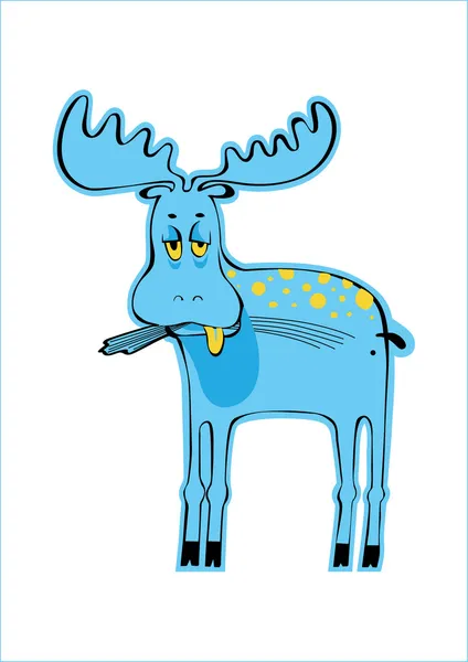 Sad blue elk — Stock Vector