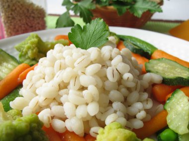 Vegetables with barley grains clipart