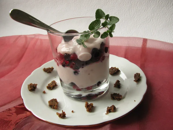 Yoghurt with berries — Stock Photo, Image