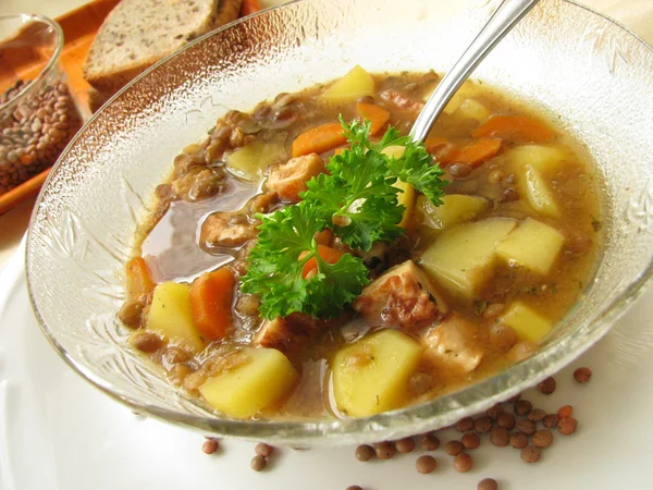 Sopa de lentilha caseira — Fotografia de Stock