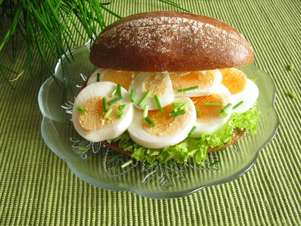 Little rye bread with egg — Stock Photo, Image