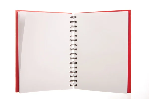 Röd spiral notebook — Stockfoto