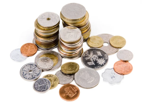 세계 각 지에서 동전의 힙 — 스톡 사진