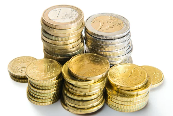 Купка монет євро — стокове фото