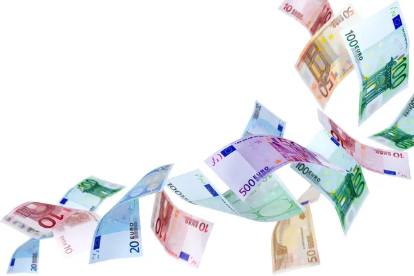 Dinero en euros volador — Foto de Stock