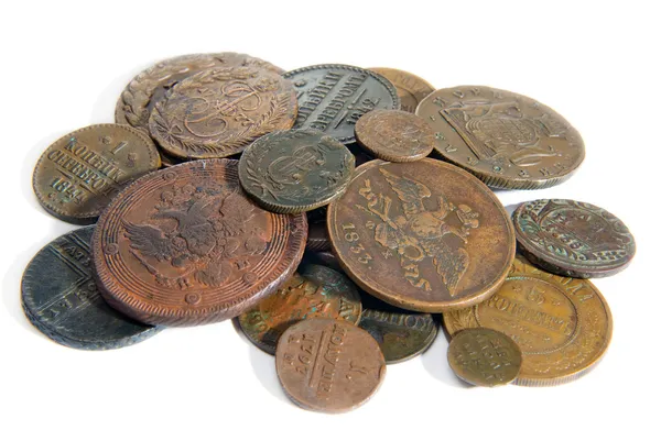 Montón de monedas de cobre antiguas — Foto de Stock