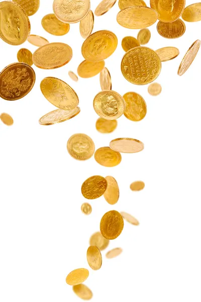 Падение золотых монет — стоковое фото