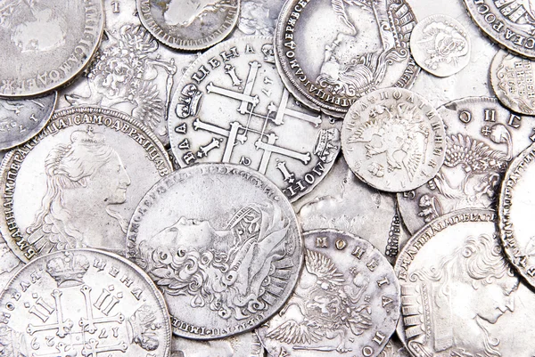 古い銀のコインの背景 — ストック写真