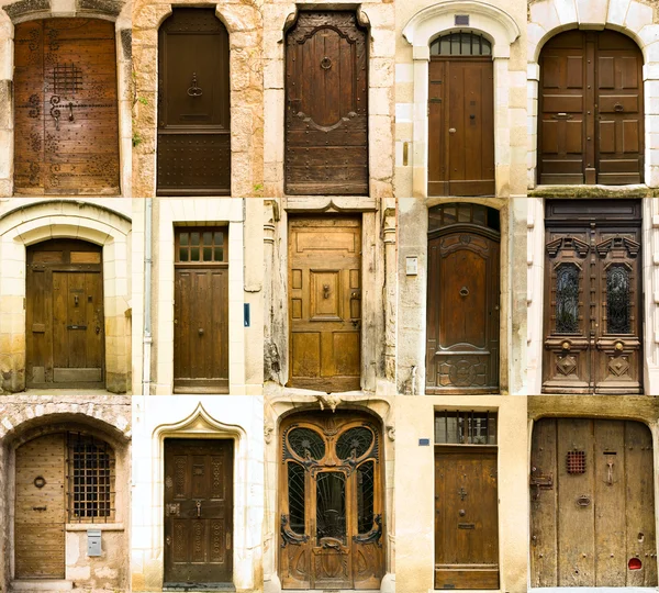Collection of old french entrance doors — Stock Photo, Image