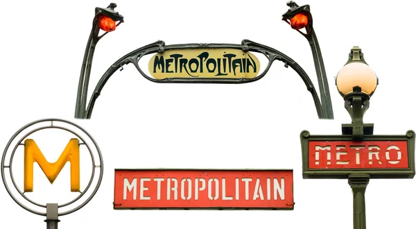 Σύνολο του μετρό υπογράφει στο Παρίσι, Γαλλία — Φωτογραφία Αρχείου