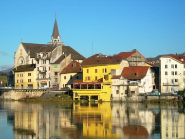 Town by the river clipart