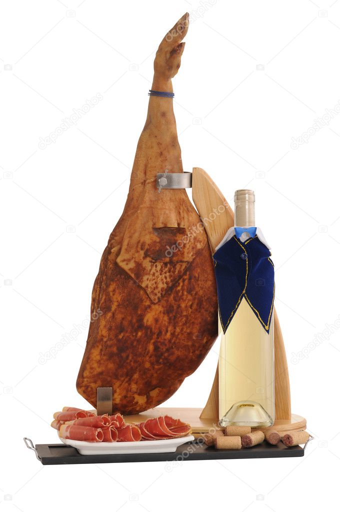 Cured ham and wine