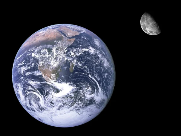 Planeta Terra e Lua — Fotografia de Stock
