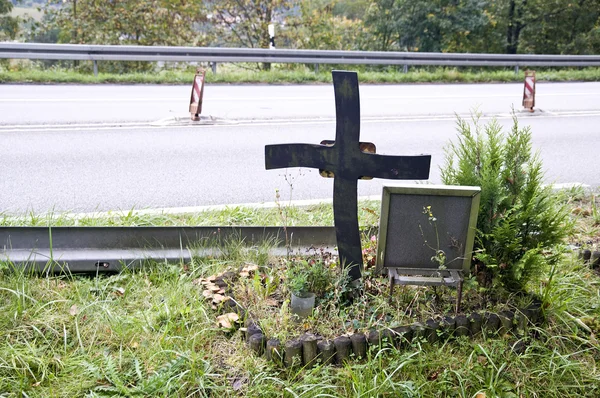 stock image Crucifix near the road