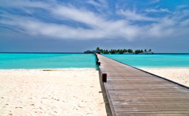 Footbridge over turquoise ocean clipart