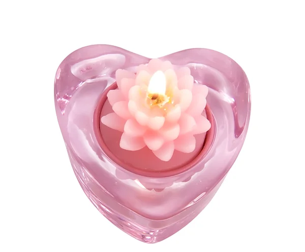 Candeliere cuore e candela di loto — Foto Stock