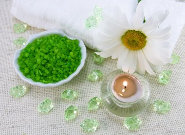 Bath salt with aroma candle clipart