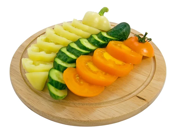 Tomate amarillo, pimienta y pepino — Foto de Stock
