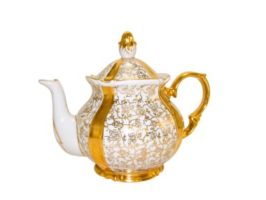 Gold antique porcelain teapot clipart