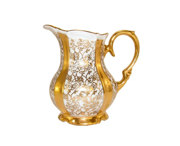 Brocca da latte in porcellana antica oro — Foto Stock