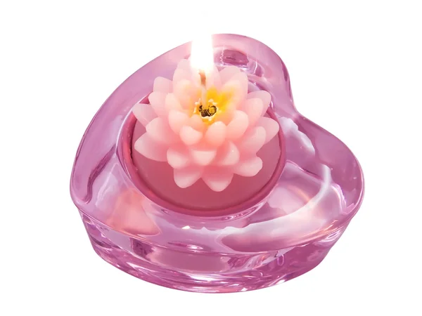 Aroma vela de loto en el candelero del corazón —  Fotos de Stock