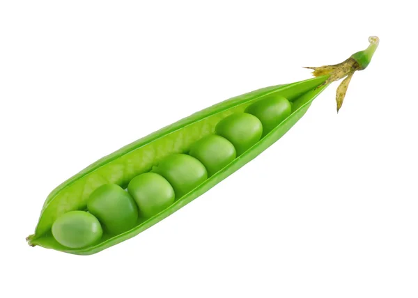 緑のポッドの甘いエンドウ豆を開く — ストック写真