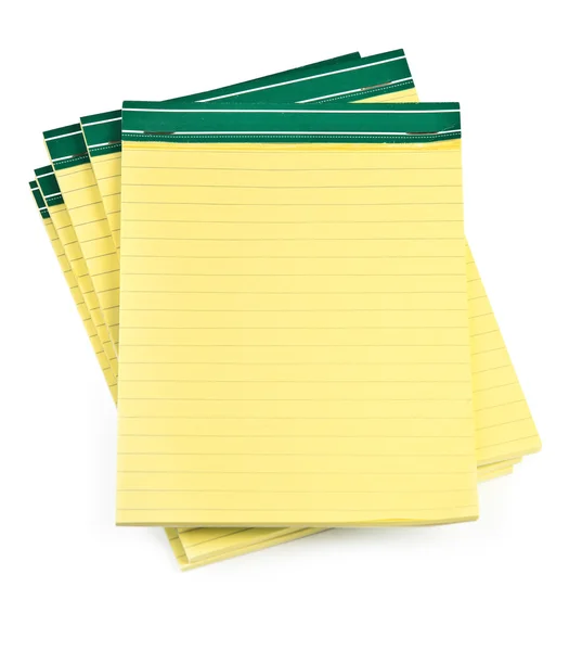 Cadernos de papel forrado sobre branco — Fotografia de Stock