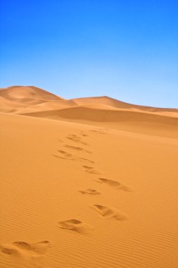 Footsteps on sand dunes clipart