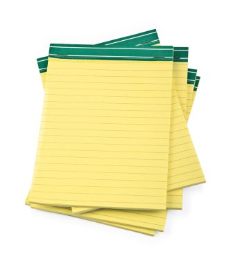Lined paper notebooks on white clipart