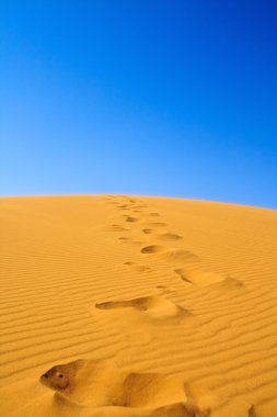 Footsteps on sand dunes clipart