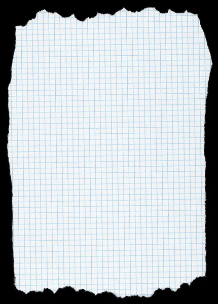 Carta quadrata strappata isolata su nero — Foto Stock