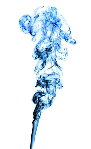 白で隔離される青い煙 — ストック写真