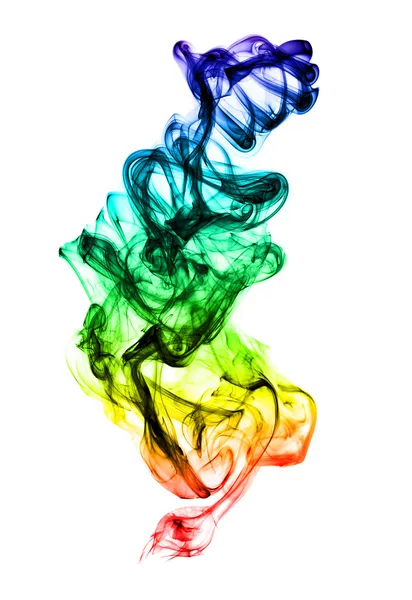 Formação de fumaça multicolorida em branco — Fotografia de Stock