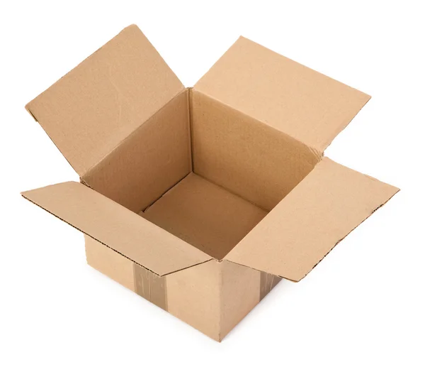 Open kartonnen doos op wit — Stockfoto