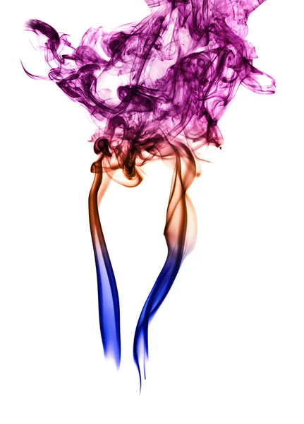Smoke formation in three colors on white — Stock Photo, Image